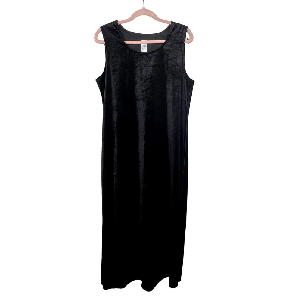 Sag Harbor Black Velvet Sleeveless Scoop Neck Sheath Side Slit Maxi Dress 14
